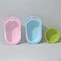 Colorful Plastic Baby Bathtubs in Pink Blue Green with Handles for Newborns