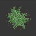 Two Trees with Brown Trunks Green Leaves and Mossy Base 3D Render