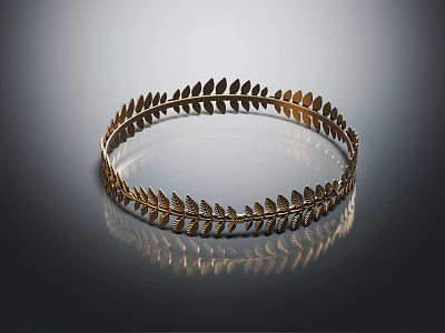 Exquisite Golden Leaf Shaped Circular Jewelry Design With Intricate Decorative Details 3d model