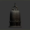 Ancient Bronze Bell With Dragon Shaped Handle And Intricate Carved Patterns