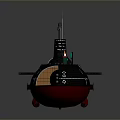 Military Submarine 3D Model Design With Detailed Structure And Red Hull