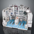 Detailed Water Vessel Cockpit Interior Model With Control Consoles And Instrument Panels