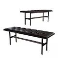 Black Leather Tufted Ottoman Bench With Modern Metal Legs And Sleek Design