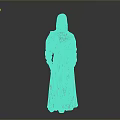 Stylish Woman In Long Dark Coat With Brown And Blue Panels And Pockets Standing