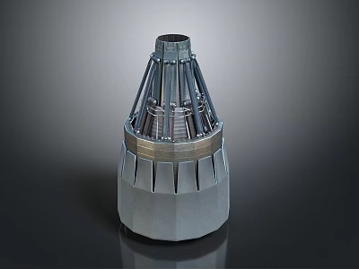 Detailed Aerospace Rocket Engine Component 3D Model With Metallic Structure Design 3d model