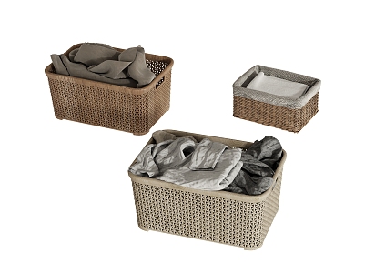 Rattan storage basket 3d model