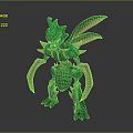 Green Monster Game Movie Character with Scaly Skin Spiky Wings and Claws