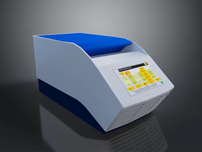 Modern White and Blue Device with Blue Top Cover Display Screen Yellow Green Interface 3d model