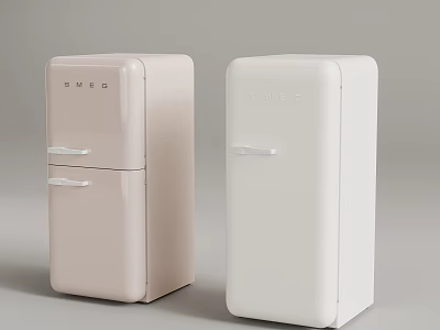 Two SMEG Vintage Fridges In Pink And White Classic Retro Design 3d model