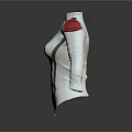 White Fitted Bodysuit 3D Model With Red Shoulder Pads And Gray Line Details