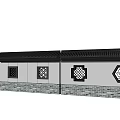 Modern Landscape Wall With Geometric Cutout Windows Brick Base And Black Top Trim 3d model