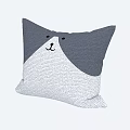 Cute Animal Face Decorative Pillow with Gray White Coloring Smiling Mouth Black Eyes Nose