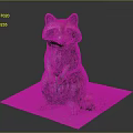 Realistic Raccoon Statue In Sitting Posture With Detailed Texture On Platform Base