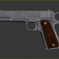 Classic Silver Metal Pistol With Wooden Grip And Gradient Background Reflection