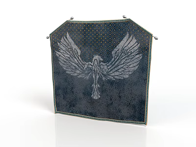 Dark Decorative Wall Hanging With Spread Winged Eagle Design Dot Pattern And Gold Accents 3d model