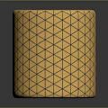 Golden Decorative Furniture Piece With Geometric Diamond Pattern And Cylindrical Design