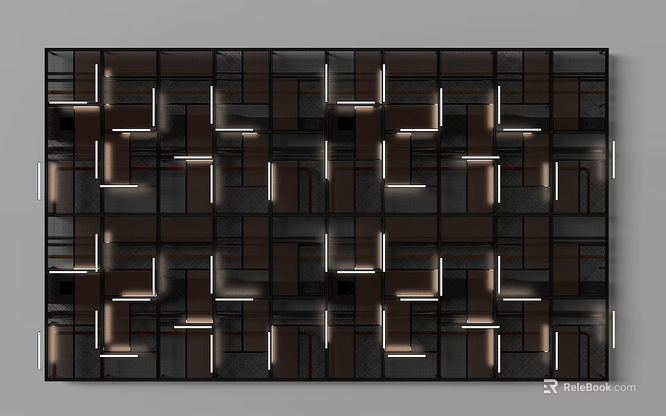 Contemporary Ceiling Design With Interlocking Geometric Panels And Built In LED Lights 3d model