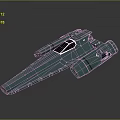 Blue Sci-Fi Spaceship Model With Streamlined Design Shiny Surface And Detailed Engines 3d model