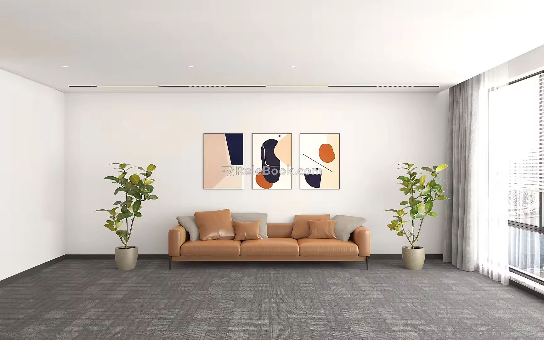 Modern three-seat sofa multiplayer sofa 3d model