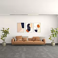 Modern three-seat sofa multiplayer sofa 3d model