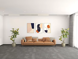 Modern three-seat sofa multiplayer sofa 3d model