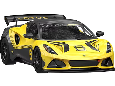 Lotus Yellow And Black High Performance Race Car With Rear Spoiler And Aerodynamic Design 3d model