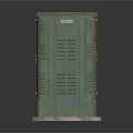 Green Electrical Cabinet And Golden Metal Fence In Outdoor Utility Setup