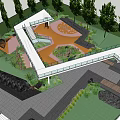 Outdoor Pergola Design with Surrounding Greenery Trees Walkway and Seating Area