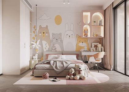 Modern Children's Room Girls Room 3d model