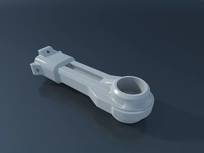 White Industrial Mechanical Component With Cylindrical End And Mounting Holes Structure 3d model