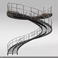 Modern Spiral Staircase Design With Metal Railing And Curved Interior Structure