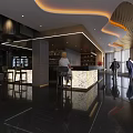 Modern Bar Interior With Marble Countertop Sleek Floor And Warm Lighting Design Elements 3d model