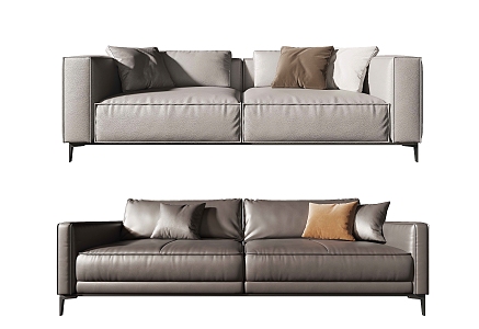 modern double sofa double leather sofa 3d model