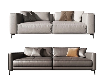 modern double sofa double leather sofa 3d model