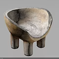 Rustic Handcrafted Wooden Stool With Natural Wood Grain Irregular Shape And Three Legs