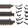 Traditional Chinese Architectural Components With Roof Tiles Eave Decorations And Dragon Shaped Parts