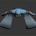 3D Character Model In Diving Suit With Flippers And Weapon Design 3d model