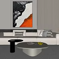 Modern three-seat sofa coffee table combination 3d model