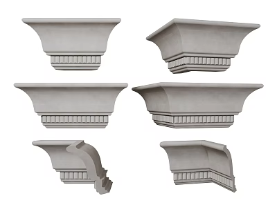 Various Styles Decorative Stone Capitals With Ornate Architectural Details And Shapes 3d model