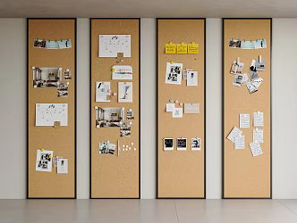Modern Photo Wall Cork Board Notes Wall Notes Wall Decorations Photo Wall Decorative Board 3d model