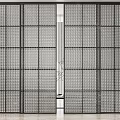 Modern Sliding Doors With Grid Design And Black Frame For Interior Partition