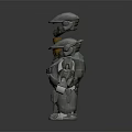 Three Sci Fi Mechanical Characters Display Robot Warrior Forms In Assembled And Partially Disassembled States 3d model