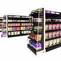 Retail Store Display Shelves Organized With Various Products And Colorful Packaging