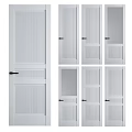 White Hinged Doors With Various Panel And Glass Designs For Modern Interiors