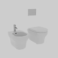 White Wall Mounted Modern Toilet With Bidet In Gray Bathroom Interior