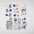 Cute Cartoon Wall Decor With Astronaut Bear Star Cloud And Girl Stickers