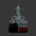 Battleship Warship Model With Red Hull And Naval Equipment 3d model