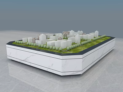 Modern Sales Office Building Model With White Buildings Green Vegetation And Marble Base 3d model