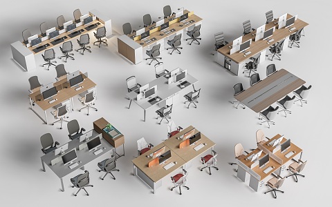 Modern Office Desk and Chair Workstation Desk and Chair Public Furniture Workers' Desk and Chair 3d model