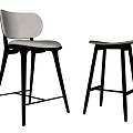 Modern Bar Stools With Black Frames Light Colored Seats And Backrest Design 3d model